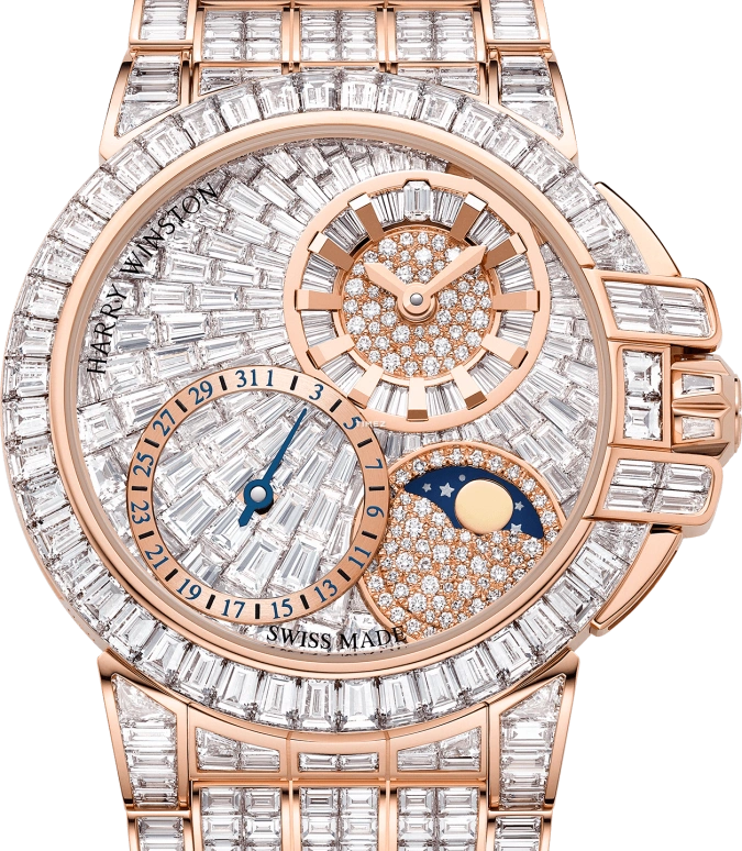 Harry Winston,The Ocean 36mm,36mm,Rose Gold,Silver,Automatic,Moonphase,Day,OCEAMP36RR005