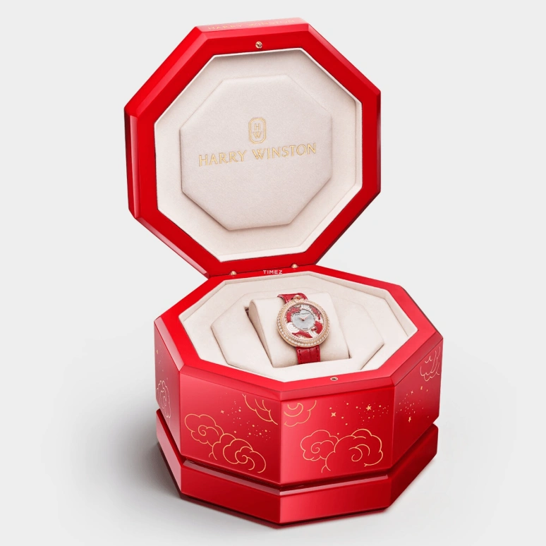 Harry Winston,Moments 36mm,36mm,Rose Gold,White,Red,Automatic,In-house Caliber,Sapphire,Crystal Glass,MMTAHM36RR001