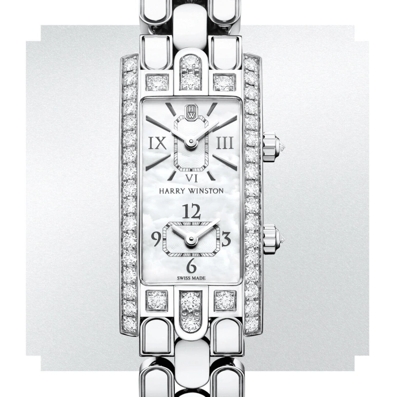 Harry Winston,The Avenue 19x39.5mm,19x39.5mm,Gold,White Gold,White,Quartz,In-house Caliber,Mother of Pearl,AVCQTZ19WW002