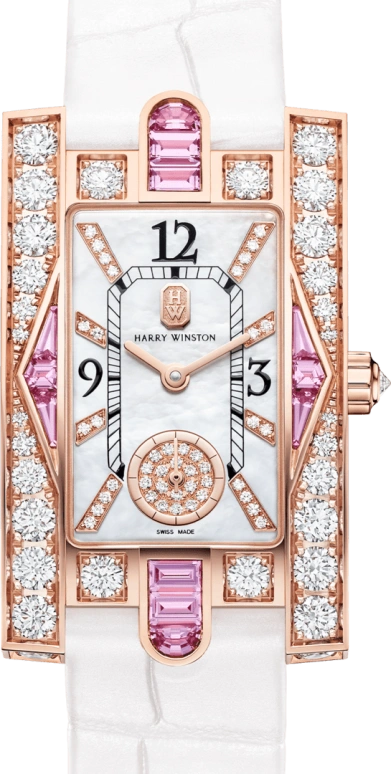 Harry Winston,The Avenue 21.4x36.1mm,21.4x36.1mm,Rose Gold,Gold,White,Quartz,In-house Caliber,Mother of Pearl,AVEQHM21RR125