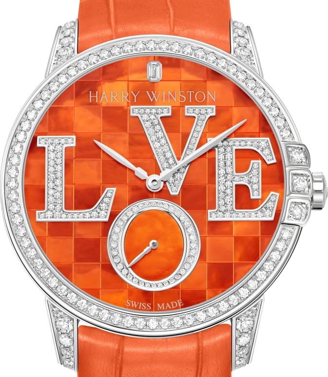 Harry Winston,Midnight 36mm,36mm,Gold,White Gold,Orange,Automatic,In-house Caliber,Mother of Pearl,MIDASS36WW005