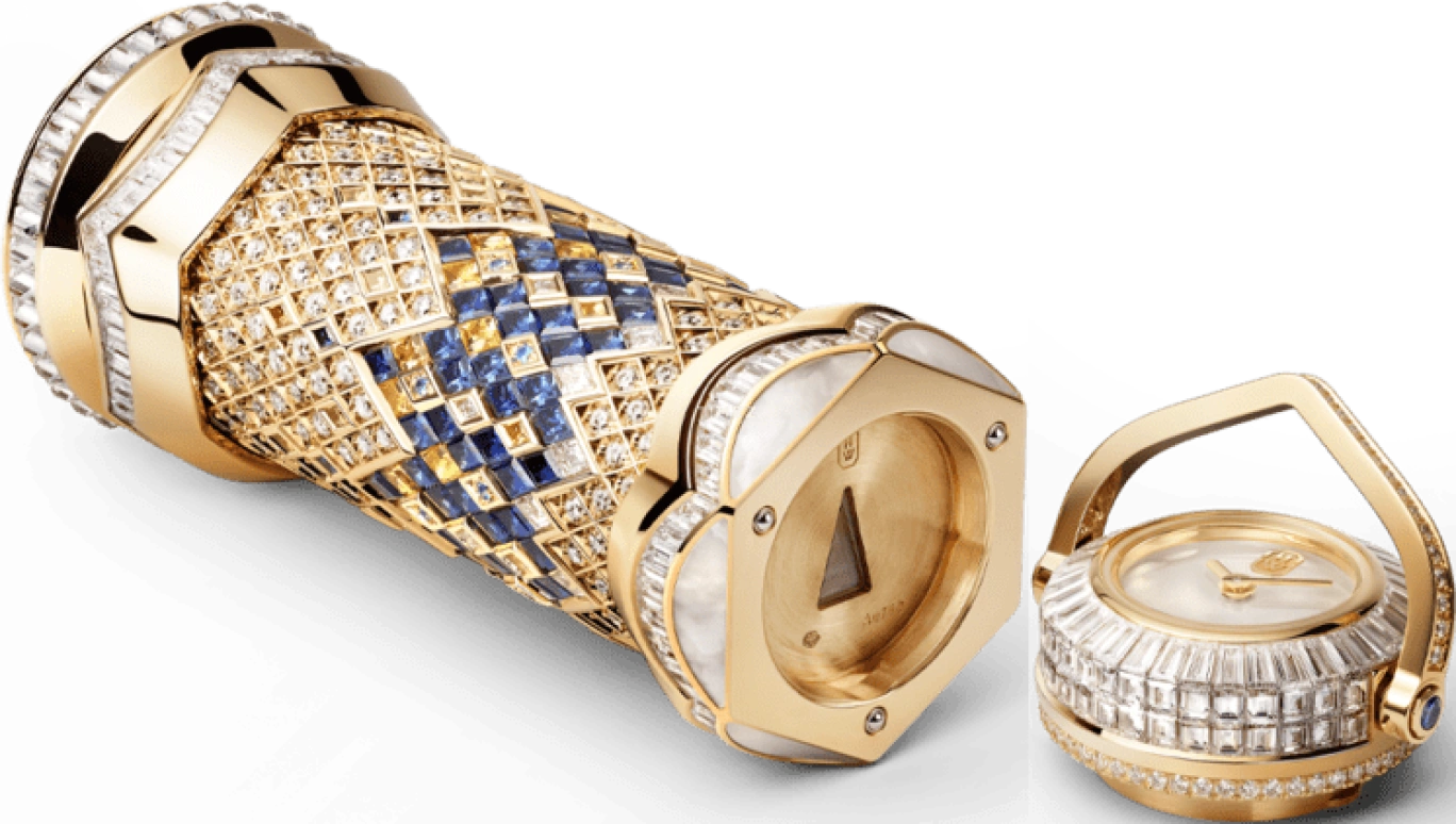 Harry Winston,High Jewelry Timepieces 18.75mm,18.75mm,Yellow Gold,Gold,White,Quartz,In-house Caliber,Mother of Pearl,HJTQHM00YY001