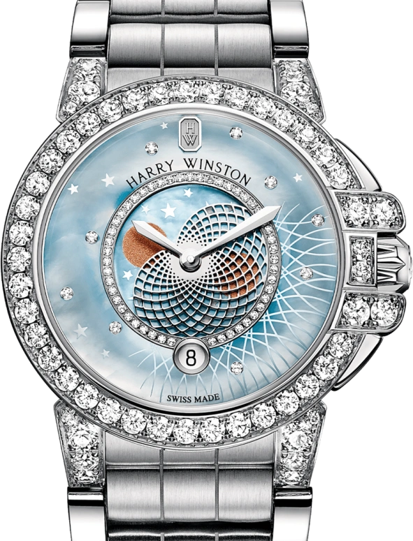 Harry Winston,The Ocean 36mm,36mm,Gold,White Gold,Blue,Quartz,In-house Caliber,Mother of Pearl,OCEQMP36WW024