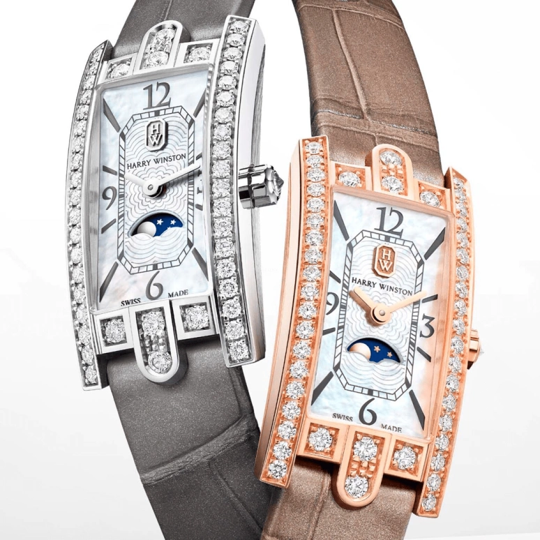 Harry Winston,The Avenue 15.6x32.3mm,15.6x32.3mm,Gold,White Gold,White,Quartz,In-house Caliber,Mother of Pearl,AVCQMP16WW003