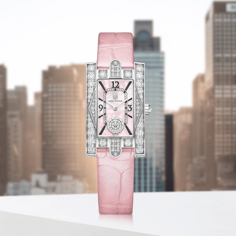 Harry Winston,The Avenue 21.4x36.1mm,21.4x36.1mm,Gold,White Gold,Pink,Quartz,In-house Caliber,Mother of Pearl,AVEQHM21WW290