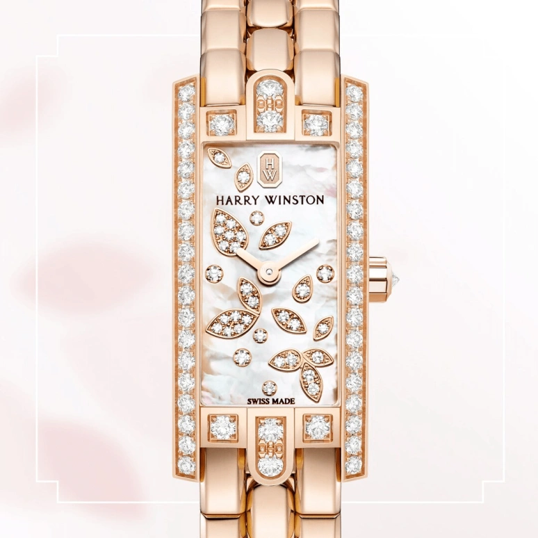 Harry Winston,The Avenue 15.6x32.3mm,15.6x32.3mm,Rose Gold,Gold,White,Quartz,In-house Caliber,Mother of Pearl,AVCQHM16RR042