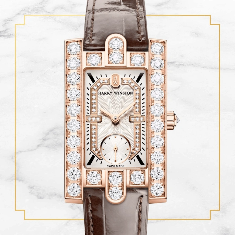 Harry Winston,The Avenue 21.4x36.1mm,21.4x36.1mm,Rose Gold,Gold,Quartz,In-house Caliber,Closed,AVEQHM21RR122