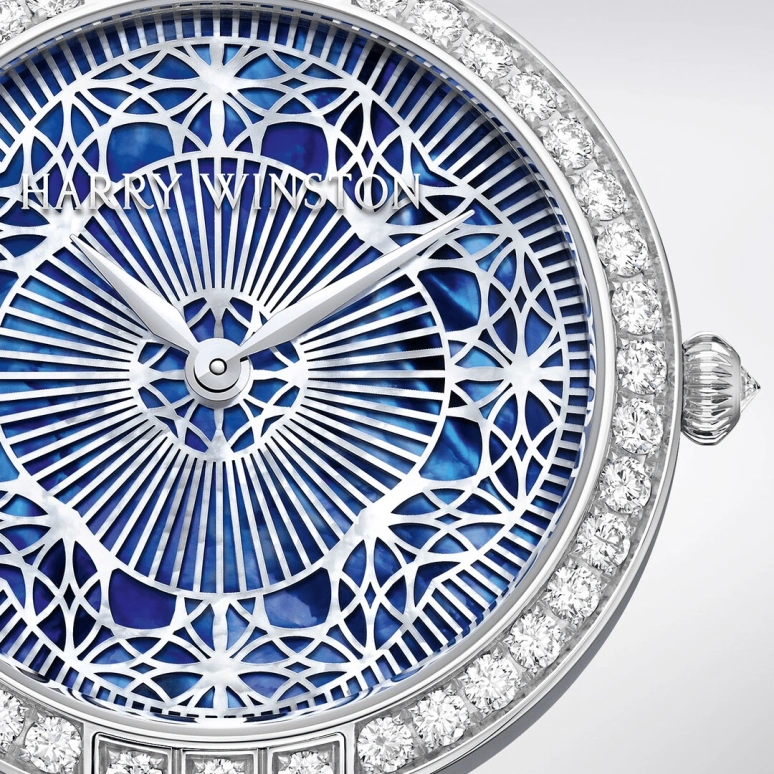 Harry Winston,The Premier 36mm,36mm,Gold,White Gold,Blue,Automatic,In-house Caliber,Mother of Pearl,PRNAHM36WW011