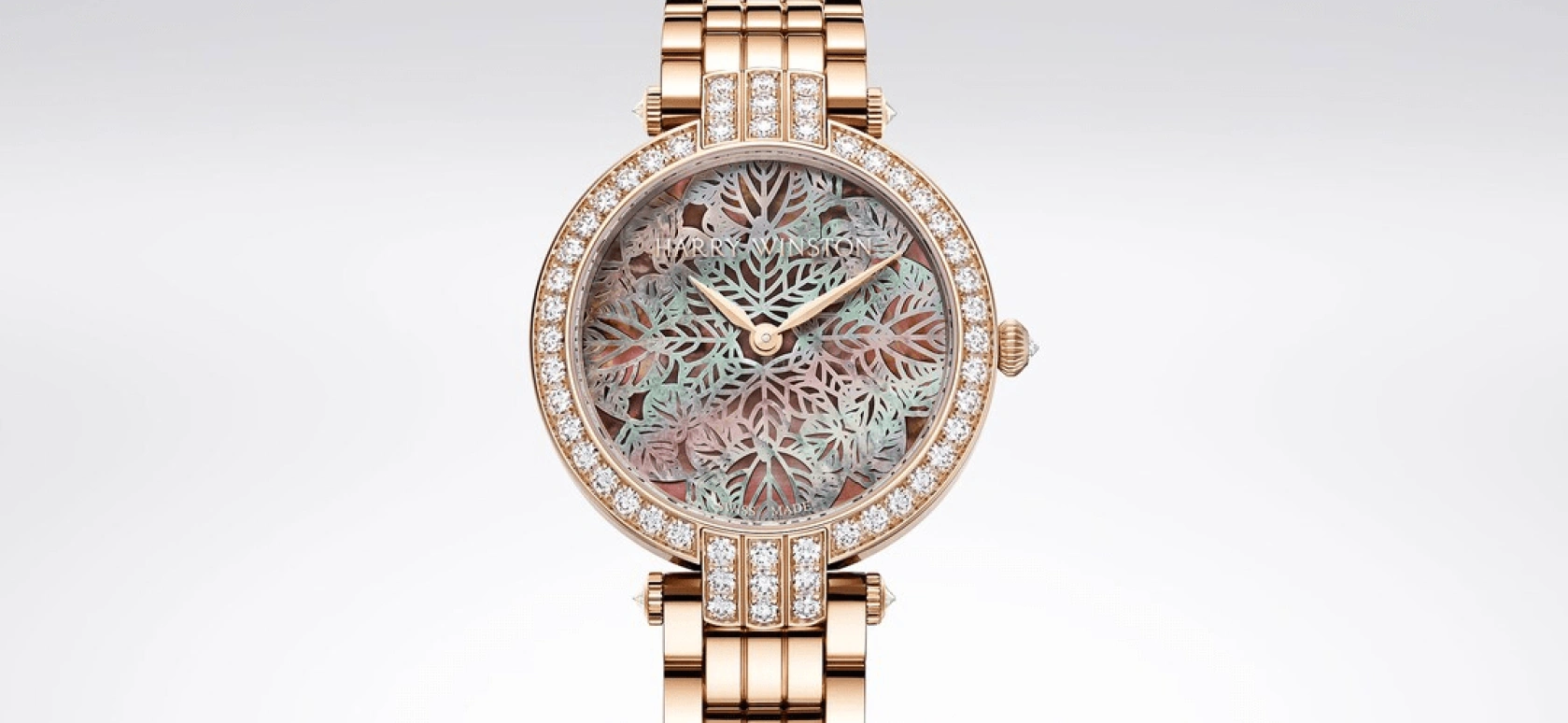 Harry Winston,The Premier 36mm,36mm,Rose Gold,Gold,Burgundy,Automatic,In-house Caliber,Mother of Pearl,PRNAHM36RR015