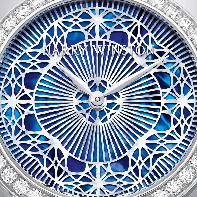 Harry Winston,The Premier 36mm,36mm,Gold,White Gold,Blue,Automatic,In-house Caliber,Mother of Pearl,PRNAHM36WW009