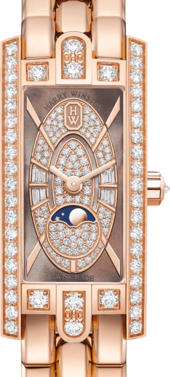 Harry Winston,The Avenue 15.6x32.3mm,15.6x32.3mm,Rose Gold,Gold,Brown,Quartz,In-house Caliber,Mother of Pearl,AVCQMP16RR005