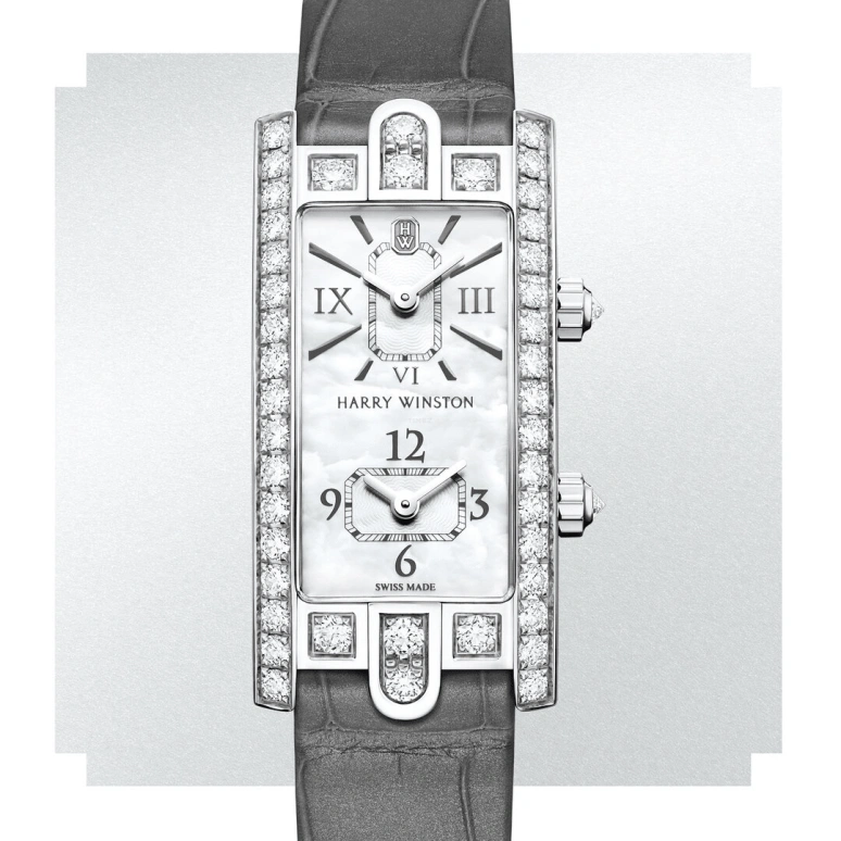Harry Winston,The Avenue 19x39.5mm,19x39.5mm,Gold,White Gold,White,Quartz,In-house Caliber,Mother of Pearl,AVCQTZ19WW001