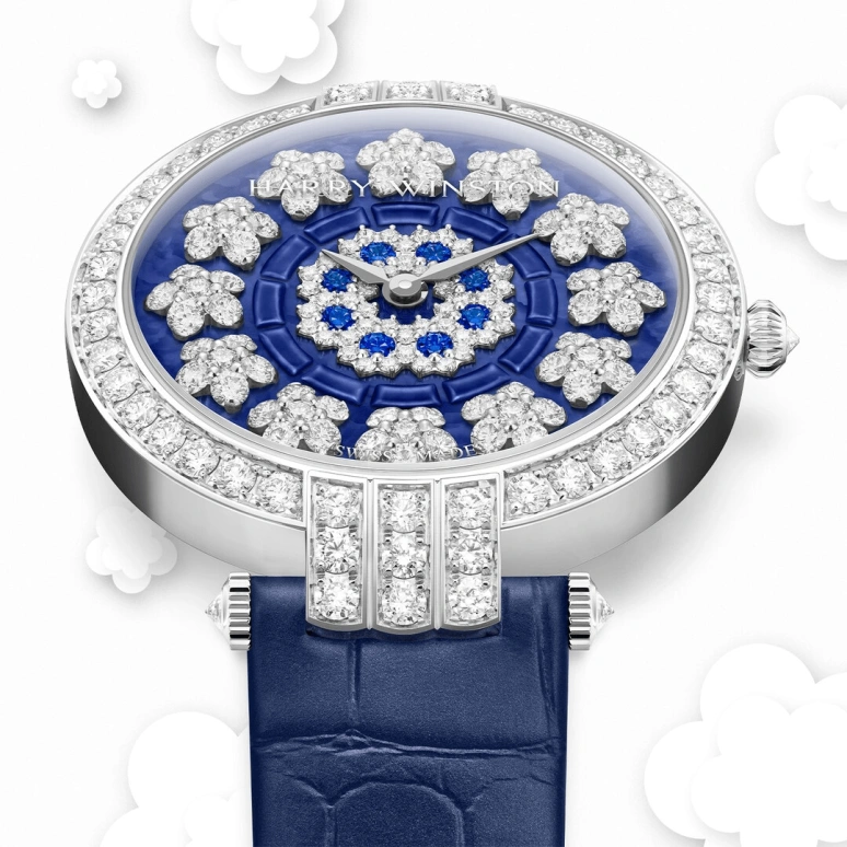 Harry Winston,The Premier 36mm,36mm,Gold,White Gold,Blue,Automatic,In-house Caliber,Gold,Mother of Pearl,PRNAHM36WW037