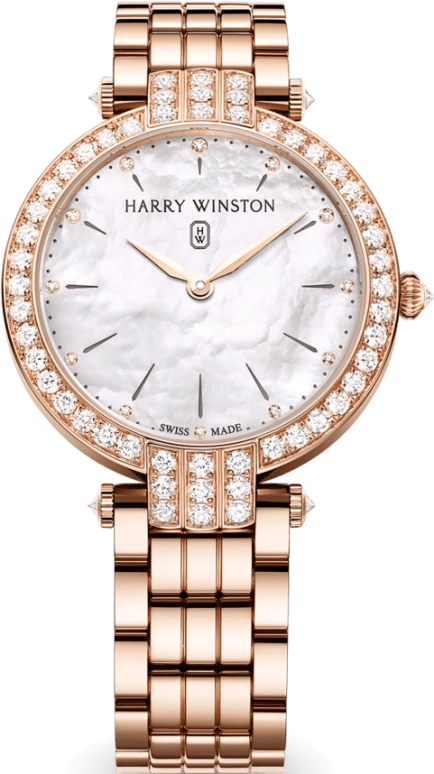 Harry Winston,The Premier 36mm,36mm,Rose Gold,Gold,White,Quartz,In-house Caliber,Mother of Pearl,PRNQHM36RR009