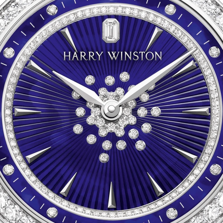 Harry Winston,The Premier 31mm,31mm,Gold,White Gold,Blue,Automatic,In-house Caliber,Mother of Pearl,PRNAHM31WW007