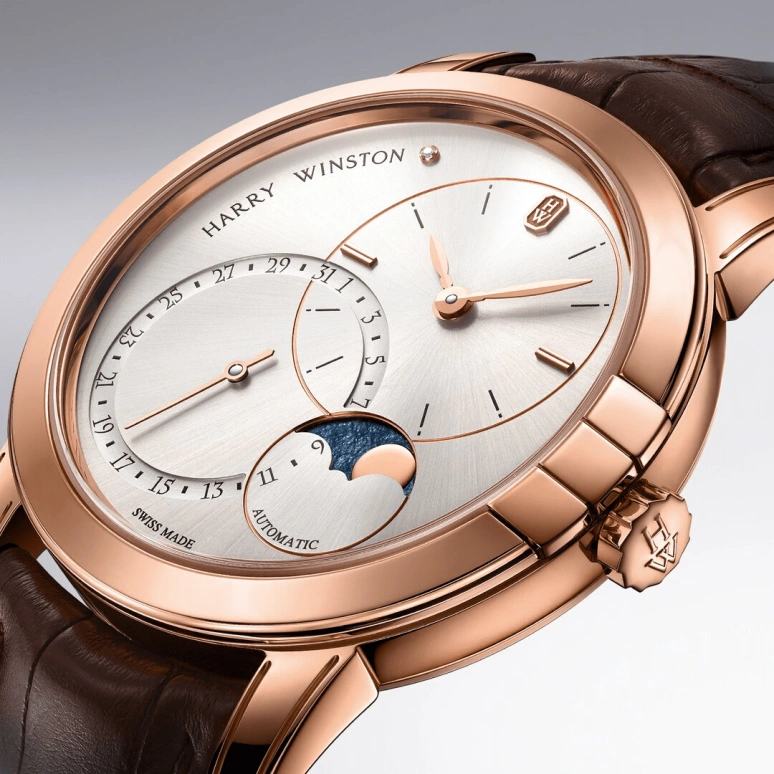 Harry Winston,Midnight 42.5mm,42.5mm,Rose Gold,Gold,Automatic,In-house Caliber,Open,MIDAMP42RR003