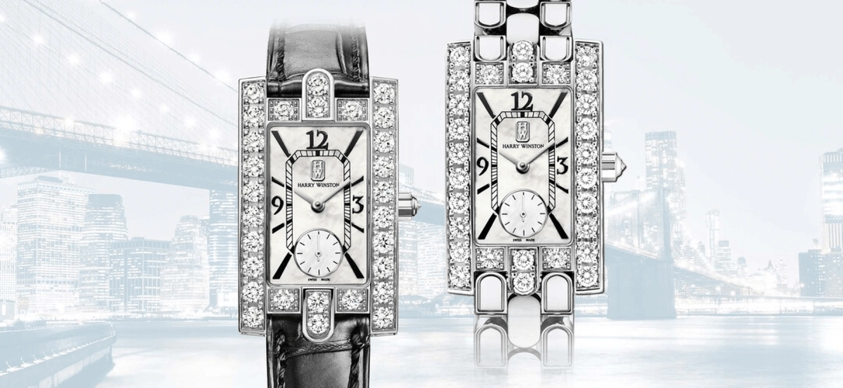 Harry Winston,The Avenue 21.4x36.1mm,21.4x36.1mm,Gold,White Gold,White,Quartz,In-house Caliber,Mother of Pearl,AVEQHM21WW049