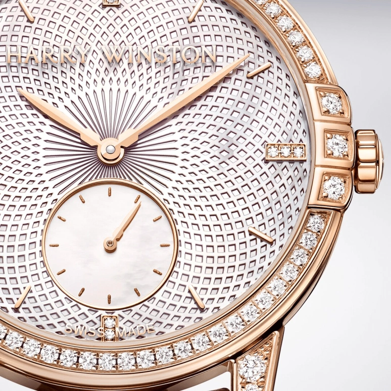 Harry Winston,Midnight 36mm,36mm,Rose Gold,Gold,White,Automatic,In-house Caliber,Mother of Pearl,MIDASS36RR001