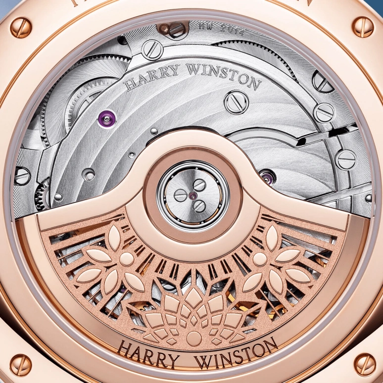 Harry Winston,The Premier 36mm,36mm,Rose Gold,Gold,Blue,Automatic,In-house Caliber,Mother of Pearl,PRNAHM36RR019