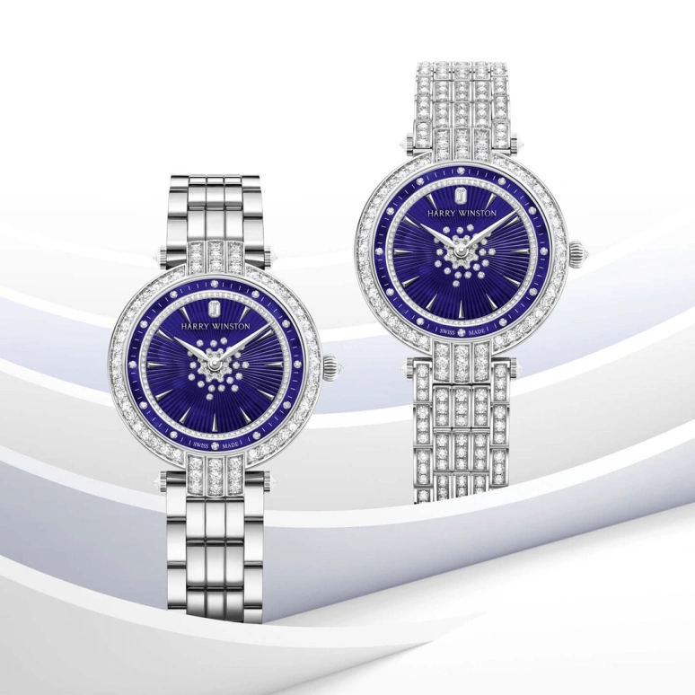 Harry Winston,The Premier 31mm,31mm,Gold,White Gold,Blue,Automatic,In-house Caliber,Mother of Pearl,PRNAHM31WW007