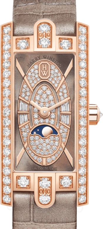 Harry Winston,The Avenue 15.6x32.3mm,15.6x32.3mm,Rose Gold,Gold,Brown,Quartz,In-house Caliber,Mother of Pearl,AVCQMP16RR004