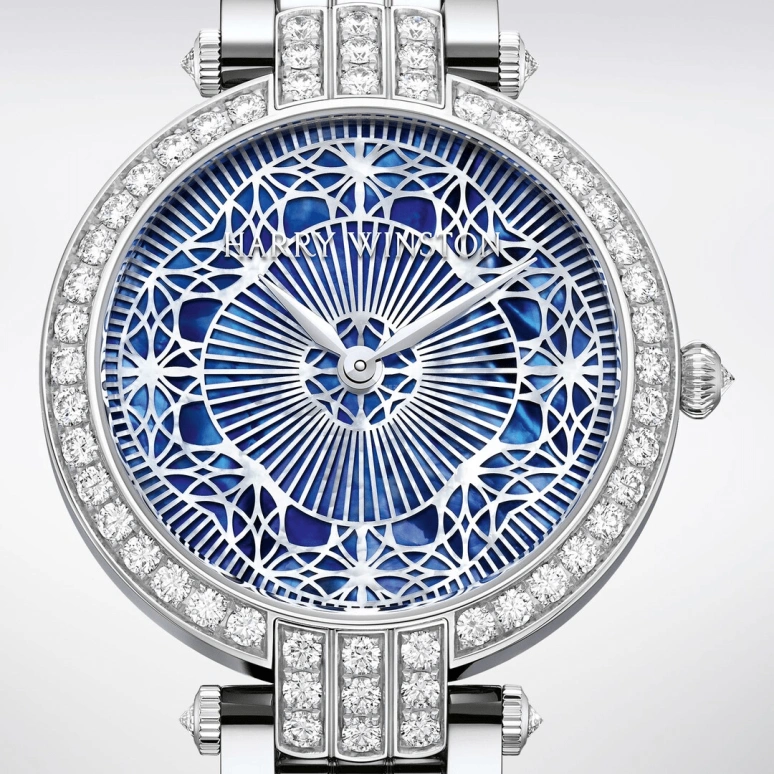 Harry Winston,The Premier 36mm,36mm,Gold,White Gold,Blue,Automatic,In-house Caliber,Mother of Pearl,PRNAHM36WW010