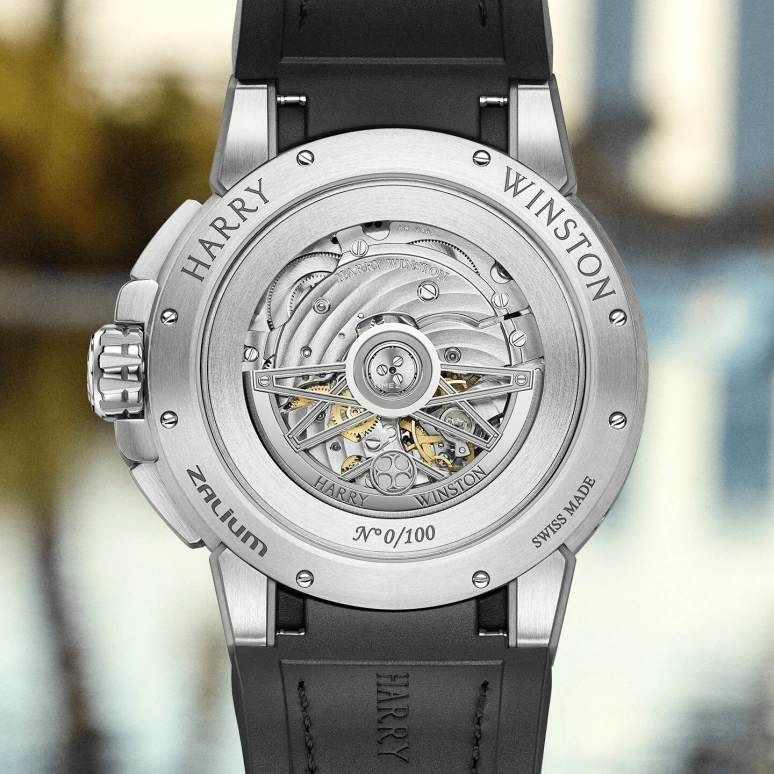 Harry Winston,The Ocean 42.20mm,42.20mm,Zalium,Grey,Skeleton,Automatic,Month,Date,Day,Retrograde,Sapphire,Hardlex,Round,OCEACC42ZZ001