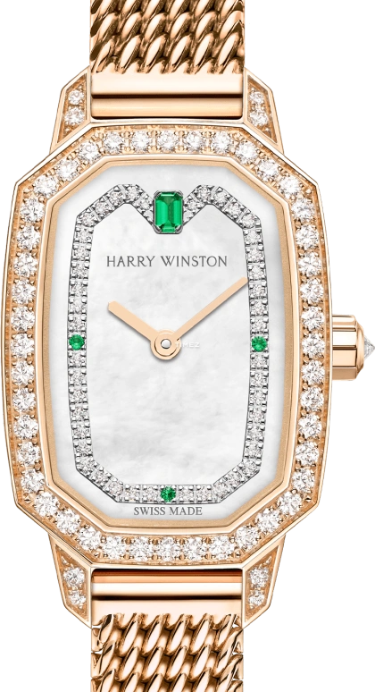 Harry Winston,Emerald 17.70x24mm,17.70x24mm,Rose Gold,White,Quartz,In-house Caliber,Octagon,EMEQHM18RR015