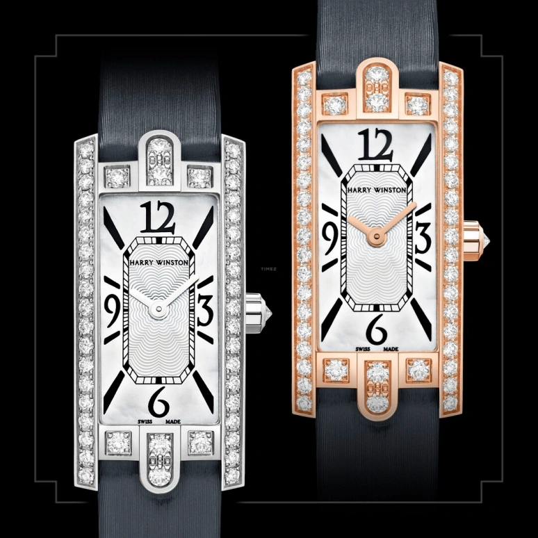Harry Winston,The Avenue 15.6x32.3mm,15.6x32.3mm,Rose Gold,Gold,White,Quartz,In-house Caliber,Mother of Pearl,AVCQHM16RR017