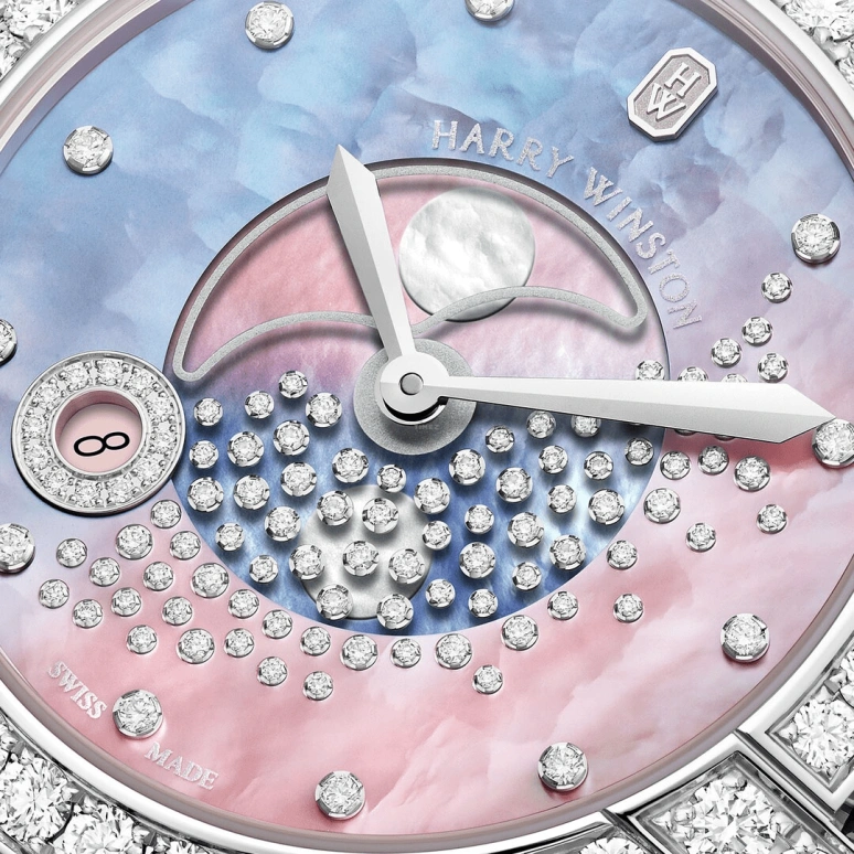 Harry Winston,The Ocean 36mm,36mm,Gold,White Gold,Blue,Pink,Quartz,In-house Caliber,Mother of Pearl,OCEQMP36WW028
