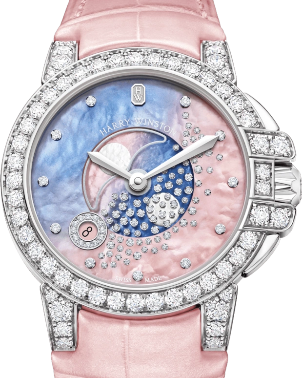Harry Winston,The Ocean 36mm,36mm,Gold,White Gold,Blue,Pink,Quartz,In-house Caliber,Mother of Pearl,OCEQMP36WW027