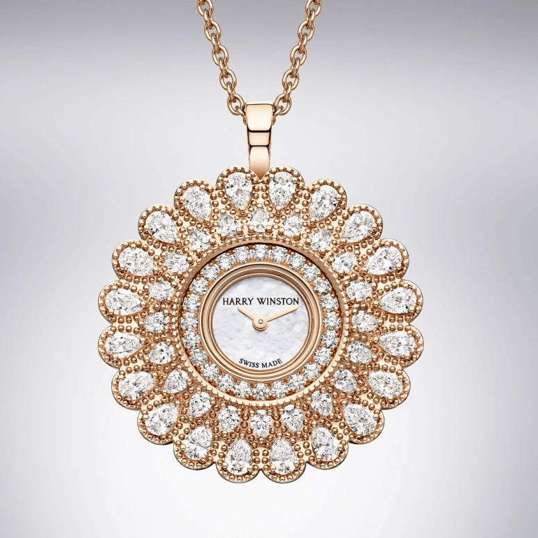 Harry Winston,High Jewelry Timepieces 36.5mm,36.5mm,Rose Gold,Gold,White,Quartz,In-house Caliber,Mother of Pearl,HJTQHM36RR001