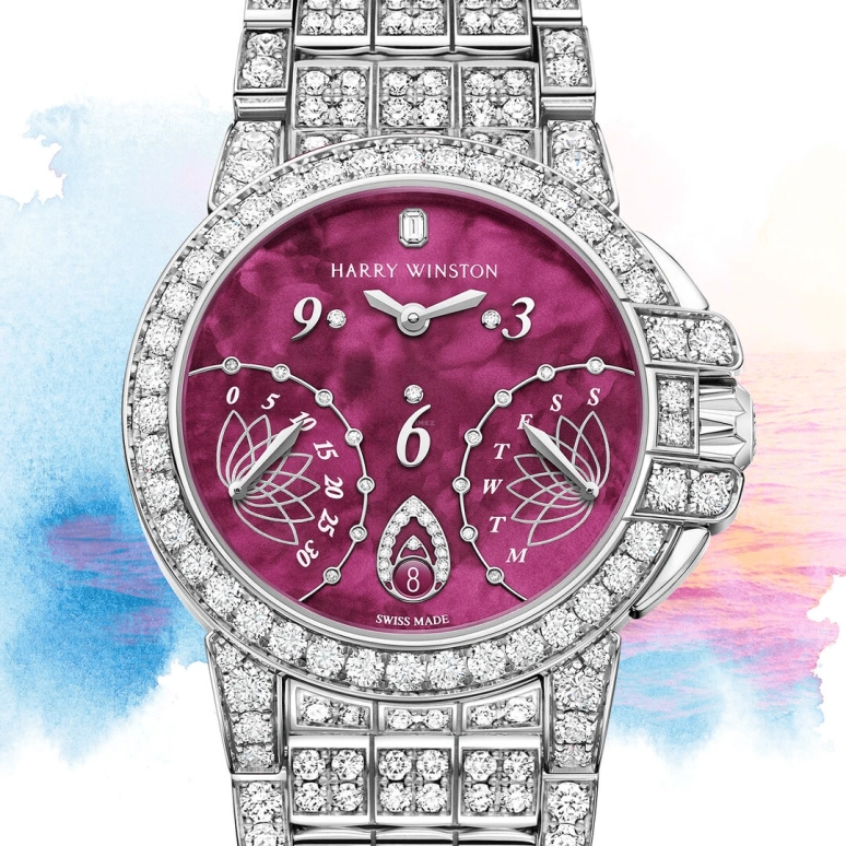 Harry Winston,The Ocean 36mm,36mm,Gold,White Gold,Burgundy,Automatic,In-house Caliber,Mother of Pearl,OCEABI36WW055