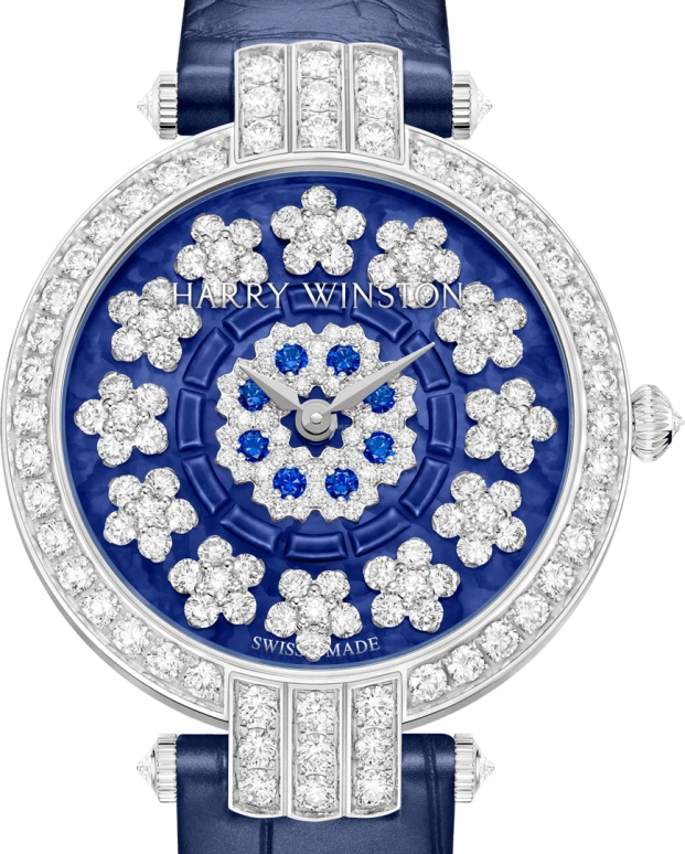 Harry Winston,The Premier 36mm,36mm,Gold,White Gold,Blue,Automatic,In-house Caliber,Gold,Mother of Pearl,PRNAHM36WW037