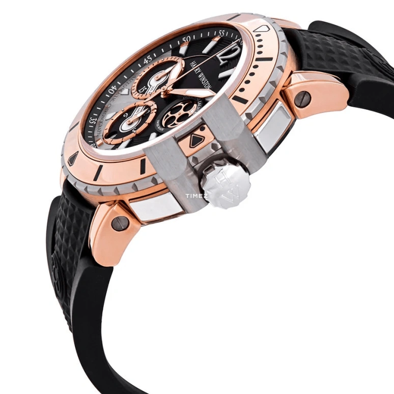 Harry Winston,The Ocean 44mm,44mm,Rose Gold,Zalium,Black,Silver,Automatic,Chronograph,Day,OCEACH44RZ005