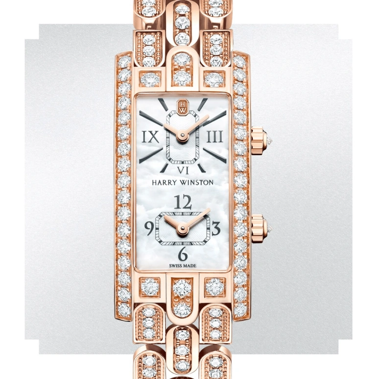 Harry Winston,The Avenue 19x39.5mm,19x39.5mm,Rose Gold,Gold,White,Quartz,In-house Caliber,Mother of Pearl,AVCQTZ19RR003