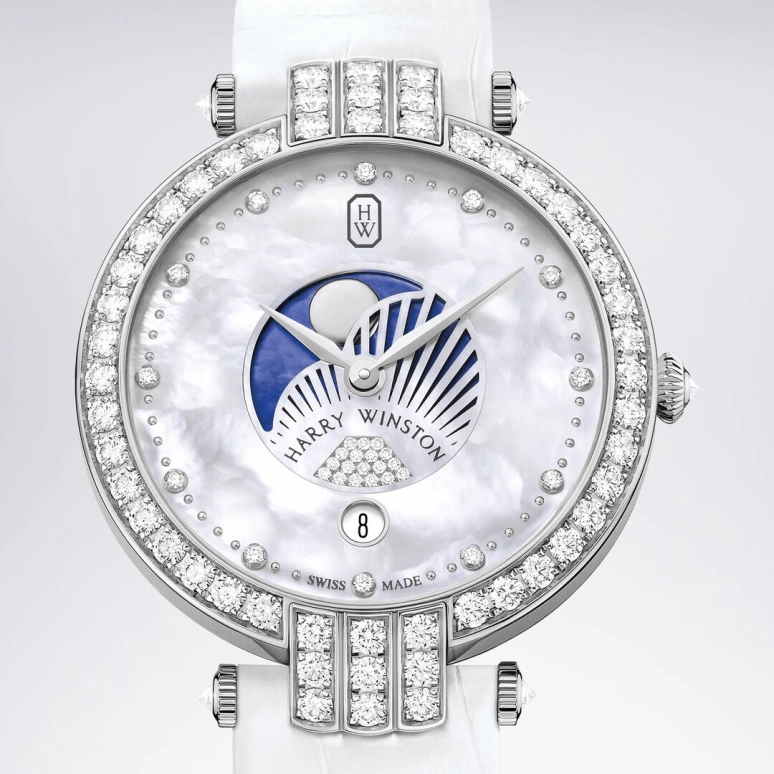 Harry Winston,The Premier 36mm,36mm,Gold,White Gold,White,Quartz,In-house Caliber,Mother of Pearl,PRNQMP36WW001