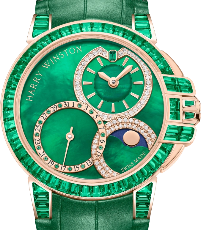 Harry Winston,The Ocean 36mm,36mm,Rose Gold,Green,Automatic,Moonphase,Day,OCEAMP36RR004