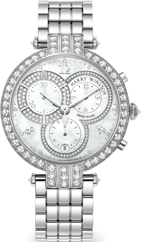 Harry Winston,The Premier 40mm,40mm,Gold,White Gold,Light,Blue,Quartz,In-house Caliber,Mother of Pearl,PRNQCH40WW002
