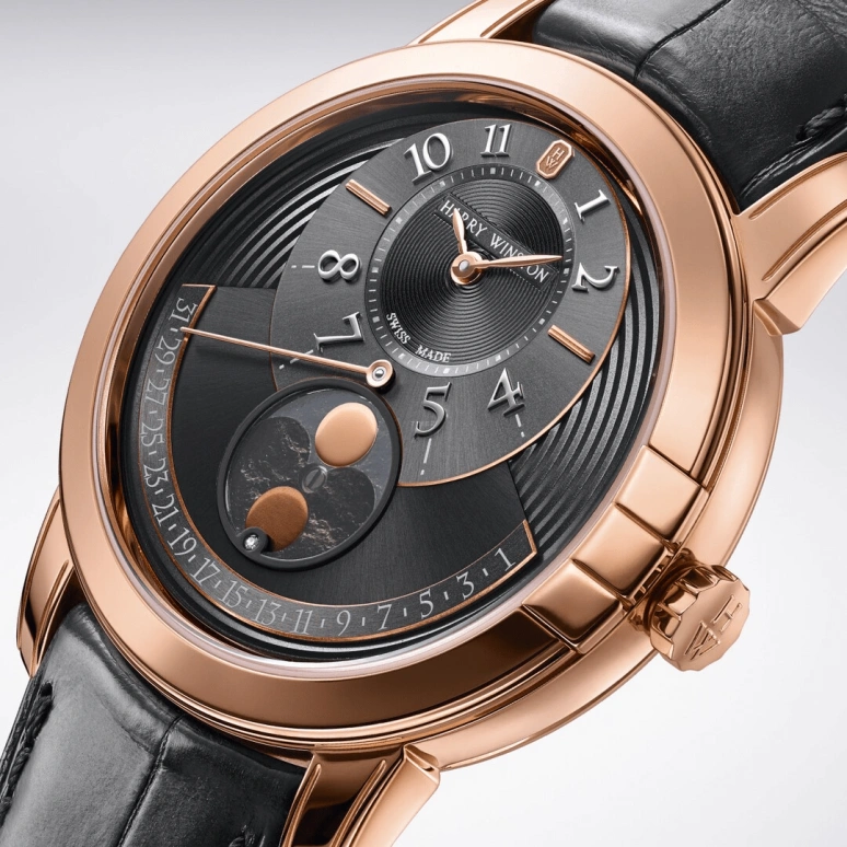 Harry Winston,Midnight 42.5mm,42.5mm,Rose Gold,Gold,Automatic,In-house Caliber,Open,MIDAMP42RR002