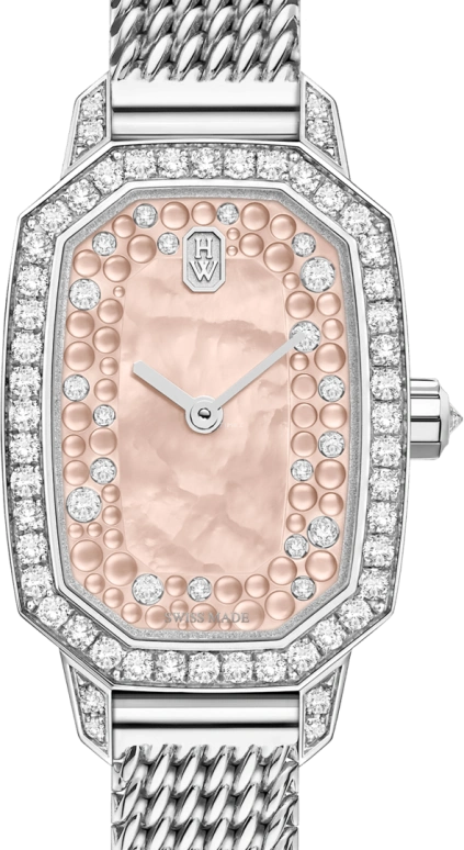 Harry Winston,Emerald 17.7x24mm,17.7x24mm,Gold,White Gold,Champagne,Quartz,In-house Caliber,Mother of Pearl,EMEQHM18WW027