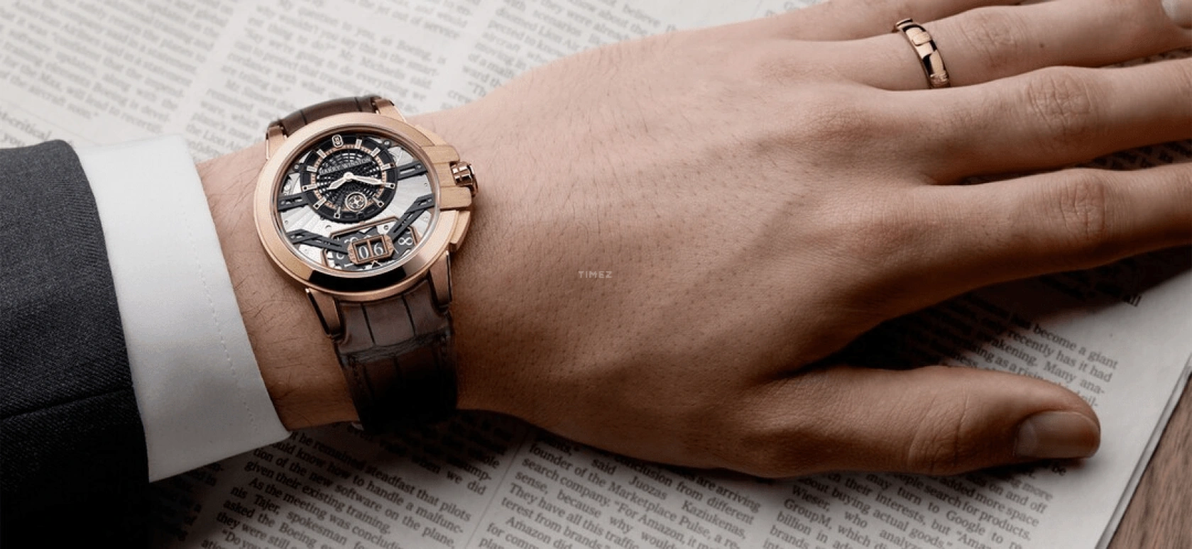 Harry Winston,The Ocean 42.2mm,42.2mm,Rose Gold,Gold,Automatic,In-house Caliber,Open,OCEABD42RR001
