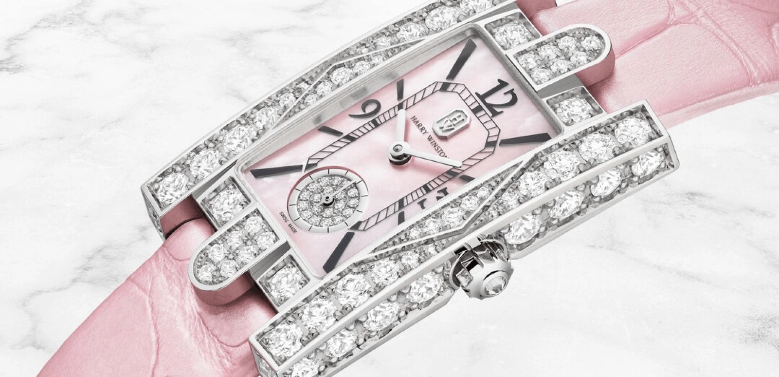Harry Winston,The Avenue 21.4x36.1mm,21.4x36.1mm,Gold,White Gold,Pink,Quartz,In-house Caliber,Mother of Pearl,AVEQHM21WW291