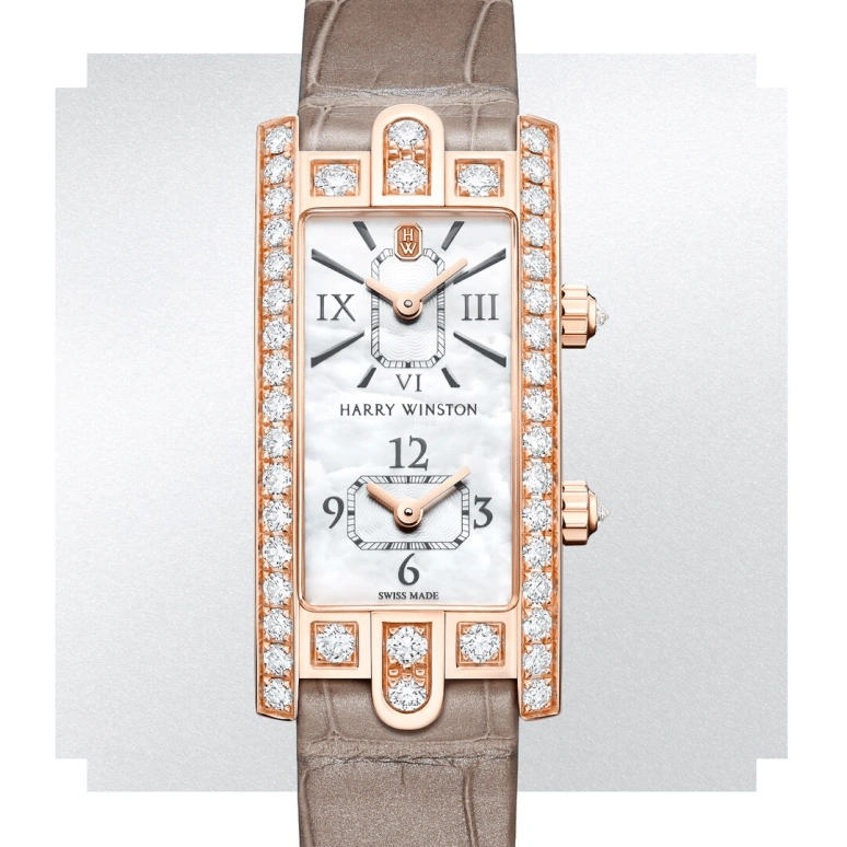 Harry Winston,The Avenue 19x39.5mm,19x39.5mm,Rose Gold,Gold,White,Quartz,In-house Caliber,Mother of Pearl,AVCQTZ19RR001