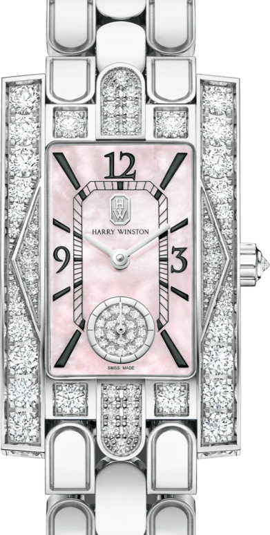 Harry Winston,The Avenue 21.4x36.1mm,21.4x36.1mm,Gold,White Gold,Pink,Quartz,In-house Caliber,Mother of Pearl,AVEQHM21WW290