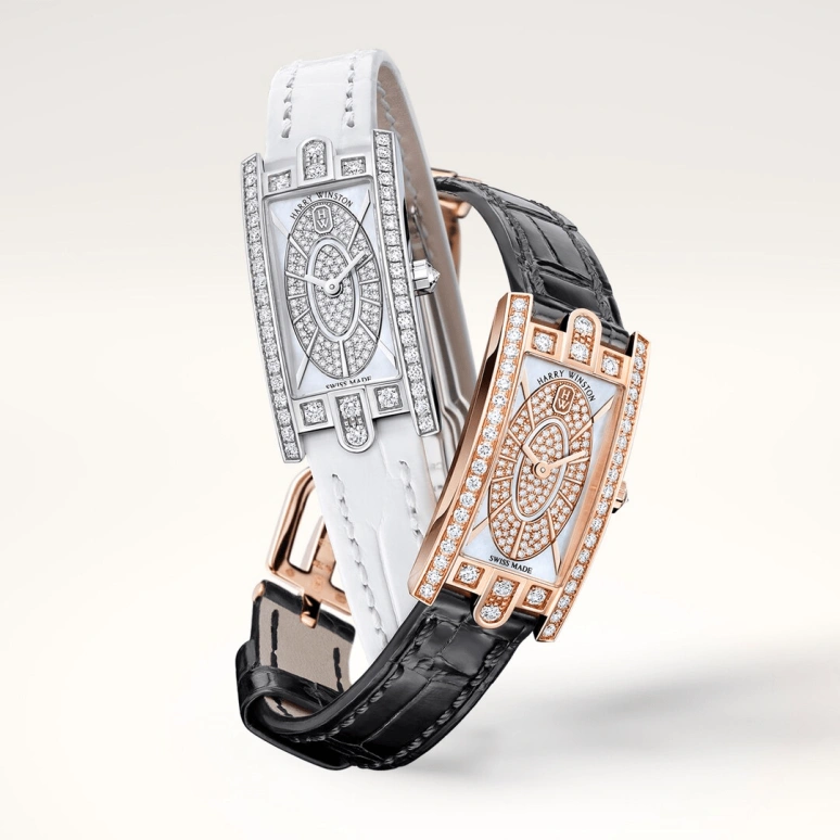Harry Winston,The Avenue 15.6x32.3mm,15.6x32.3mm,Rose Gold,Gold,White,Quartz,In-house Caliber,Mother of Pearl,AVCQHM16RR045