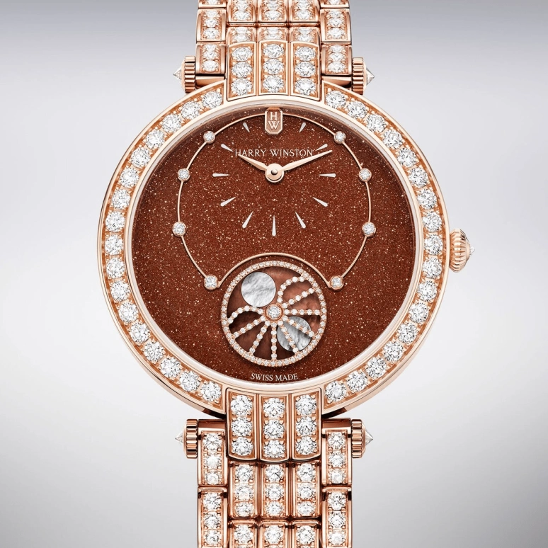 Harry Winston,The Premier 36mm,36mm,Rose Gold,Gold,Brown,Automatic,In-house Caliber,Mother of Pearl,Aventurine,PRNAMP36RR003