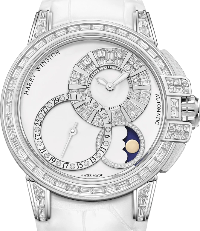 Harry Winston,The Ocean 42.20mm,42.20mm,White Gold,White,Automatic,Moonphase,Day,OCEAMP42WW004