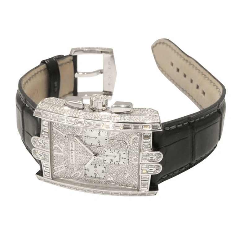 Harry Winston,The Avenue 44mm,44mm,White Gold,Silver,Automatic,Chronograph,Sapphire,Crystal Glass,330MCAWLD01BD