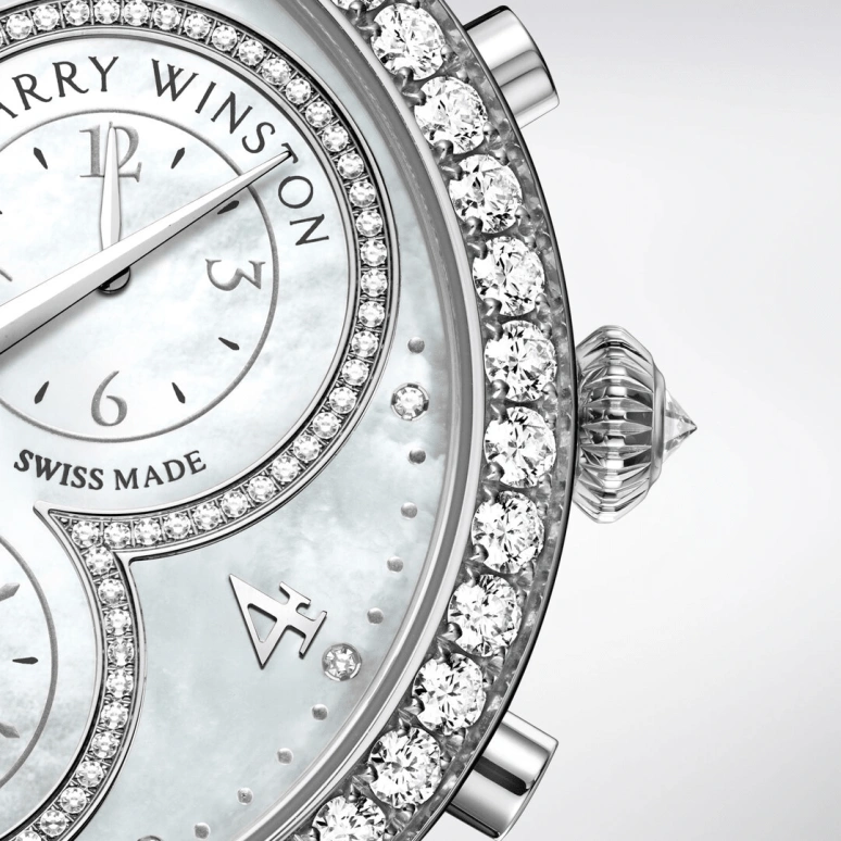 Harry Winston,The Premier 40mm,40mm,Gold,White Gold,Light,Blue,Quartz,In-house Caliber,Mother of Pearl,PRNQCH40WW001